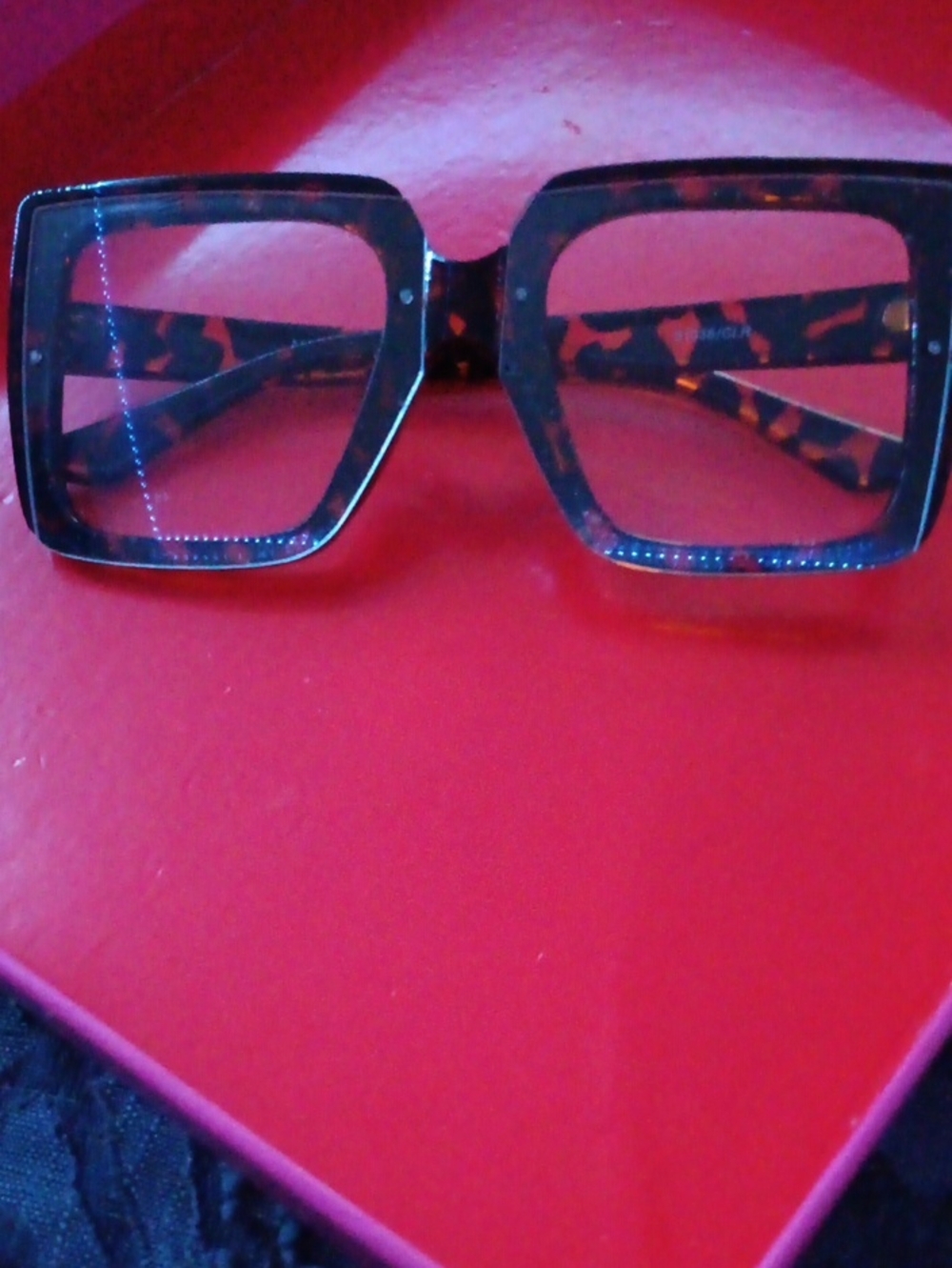 Oversized Square Clear Lens Glasses - Brown Tortoiseshell